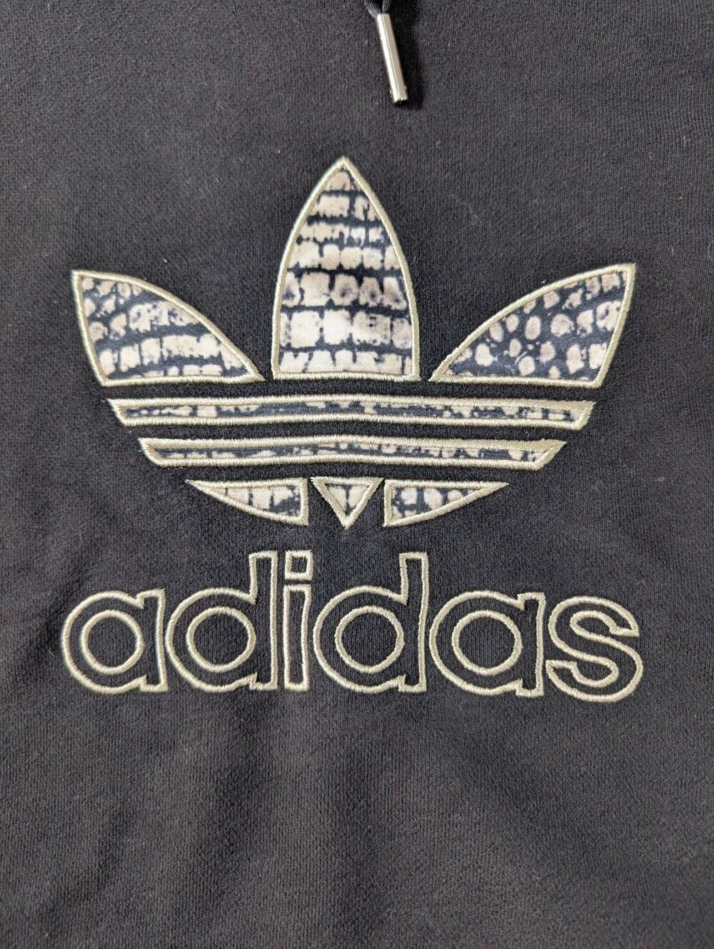 Adidas Hoodie Womens M Black Pullover Sweatshirt Gold Logo - Picture 4 of 10